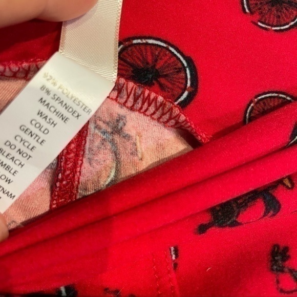 Bicycle Print Leggings Cherry Red One Size LulaRoe Workout Pants Tights Cycling - Picture 3 of 5